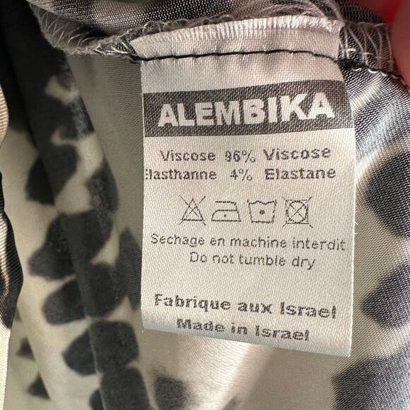 Alembika Womens Abstract Mod Print Hi-Low Top Small Boho Artsy Lagenlook - Picture 10 of 10